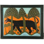 ALI MIMOUNE, 20th century North African school, naive style depicting an animal in woodland,