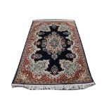 Indian Kashmir silk rug, 1.86m x 1.18m, condition