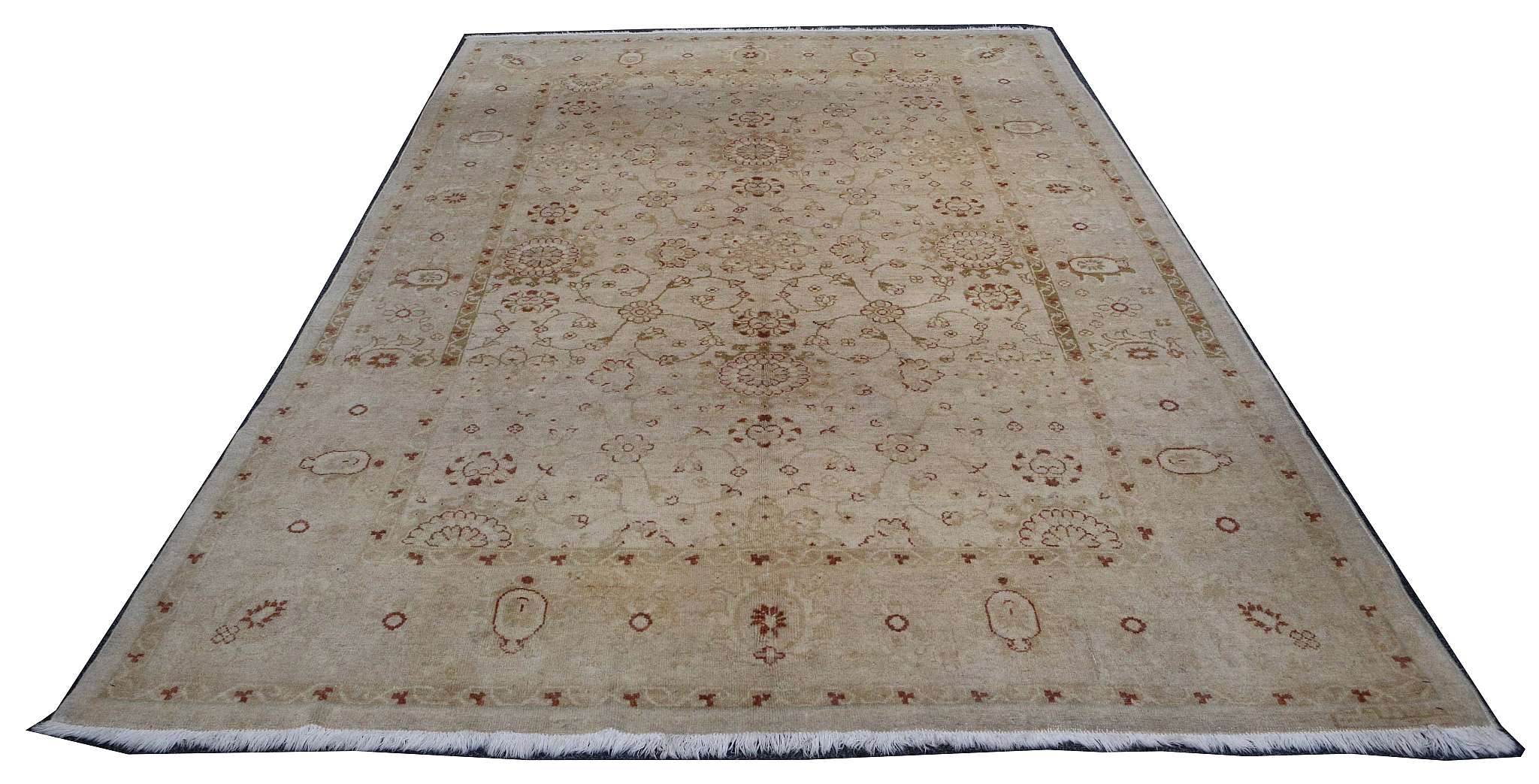 Afghan Ziegler carpet, ivory ground with terracott