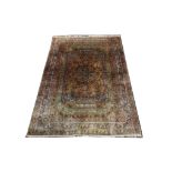 Persian silk Qum rug, signed Jamshidi, 1.51m x 1.0