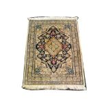 Persian Nain wool and silk rug, 0.87m x 0.69m, con