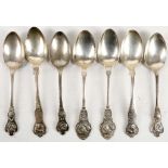A set of seven, early 20th Century, hallmarked sil