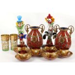 A collection of Murano glassware, including a pair