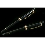 A cased Mont Blanc due writing set, comprising of