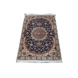 Persian wool and silk Nain rug, 1.25m x 0.85m, con