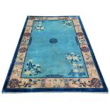 Chinese antique finish rug, 1.96m x 1.41m, conditi