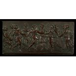 A French bronze frieze, c.1890, study of dancing Romans, rear marks C.S.G.I., 24.5 x 11.5cm