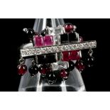 An unusual French 18ct white gold, diamond, ruby a