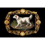 A Victorian micro mosaic canine portrait brooch, t