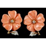 A pair of possibly boucheron, coral and diamond se