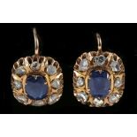 A pair of high carat yellow gold, sapphire and old