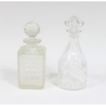 Two cut glass decanters with stoppers, 2