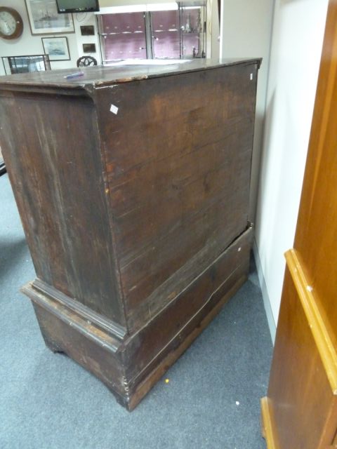 A Queen Anne walnut chest on stand, circa 1710, the chest with two short and three long drawers on a - Image 6 of 6