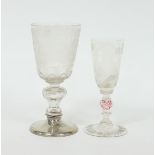 A Bohemian glass goblet etched reserves