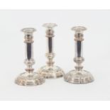 Three Sheffield plated extending candles