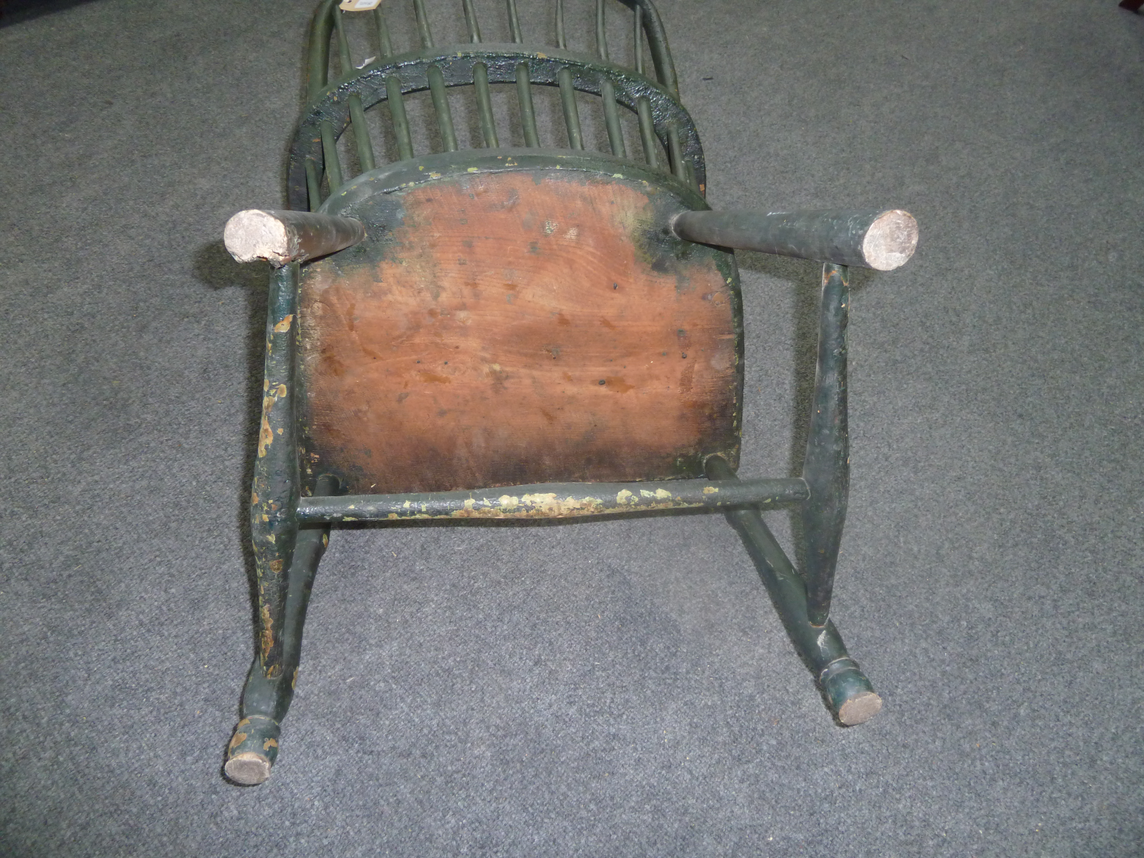 A painted stick back Windsor armchair, circa 1800, with traces of original paint Condition Report: - Image 3 of 3