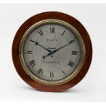 An oak cased wall clock, the silvered 41cm dial signed Davy, Norwich, with single train fusée