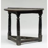 A 17th Century oak credence table with l