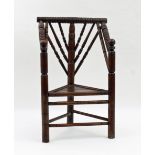 A turner's oak chair, circa 1700, with t