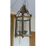 A brass hanging lantern of Regency desig