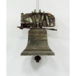 A school bell, the shoulder signed R.Taylor, complete with old yoke attached to the crown, 30cm x