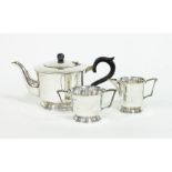 A silver three-piece tea set, Viners 196