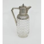 A silver mounted cut glass claret jug, D