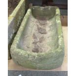 A narrow stone trough with D end, 80cm x