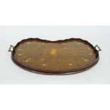 An Edwardian inlaid kidney shaped tray w