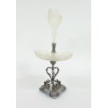A Victorian electroplated centrepiece, James Dixon & Sons, surmounted by a glass vase above a