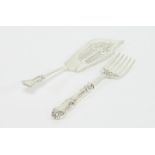 A silver fish slice and fork, London 186