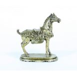 A Chinese style silvered metal horse, 17