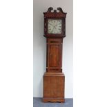 An oak cased longcase clock, the square painted dial with Roman numerals, subsidiary seconds dial,