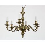 A 17th Century style brass six-light chandelier, 71cm diameter/see illustration