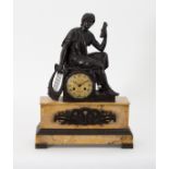 An early 19th Century French mantel clock, with silk suspension eight-day movement striking on a