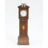 An Edwardian mahogany cased miniature longcase clock with inlaid decoration, 41cm high