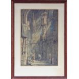 Manner of Samuel Prout/Interior of a Cathedral/watercolour, 40cm x 26.