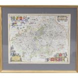 Jan Jansson/Warwickshire/coloured engraved map,