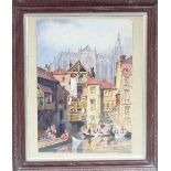 Follower of Samuel Prout/French Cathedral/signed with monogram/watercolour,