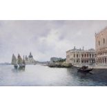 Alberto Prosdocimi (Italian 1852-1925)/The Entrance to the Grand Canal, Venice/watercolour, 49.5cm x