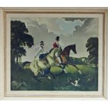 Doris Zinkeisen (Scottish 1898 - 1991)[ARR]/The Restive Mount/an elegant Couple out Riding/colour