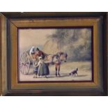 Gud Berndt/Family with Horse and Cart/Family with Sled/a pair/watercolour,