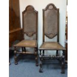 A near pair of 17th Century walnut back cane chairs, circa 1700,