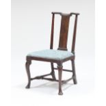 An early 18th Century walnut dining chair with splat back, drop-in seat and cabriole legs
 Condition