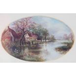 19th Century English School/Rural Landsapes/a pair/coloured oval prints,