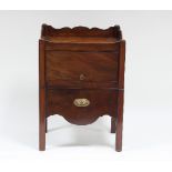 A George III mahogany tray top commode with lifting cupboard door and commode drawer,