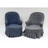 A pair of Victorian button-back nursing chairs,