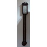 A mahogany stick barometer, Ortelli and Co, Macclesfield, in mahogany chequer strung case with