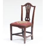 A George III 18th Century yew wood dining chair with pierced splat and needlework seat of good