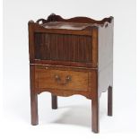 A George III tambour fronted tray top commode, circa 1800,